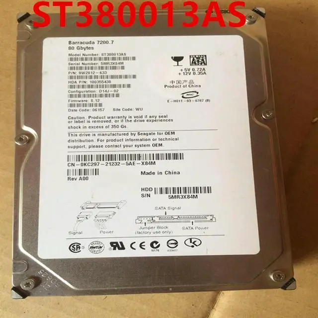 Main image of OwnShoe Almost HDD For 80GB 3.5" SATA 3 Gb/s 8MB 7200RPM For Internal HDD For Desktop HDD For ST380013AS