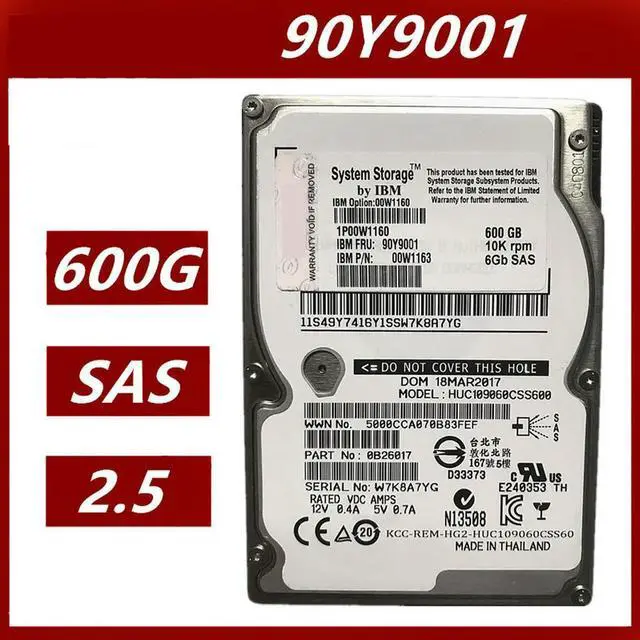 Main image of OwnShoe HDD For DS3524 600GB 2.5" SAS 6 Gb/S 64MB 10000RPM For Internal HDD For Server HDD For 00W1160 90Y9001 00W1163