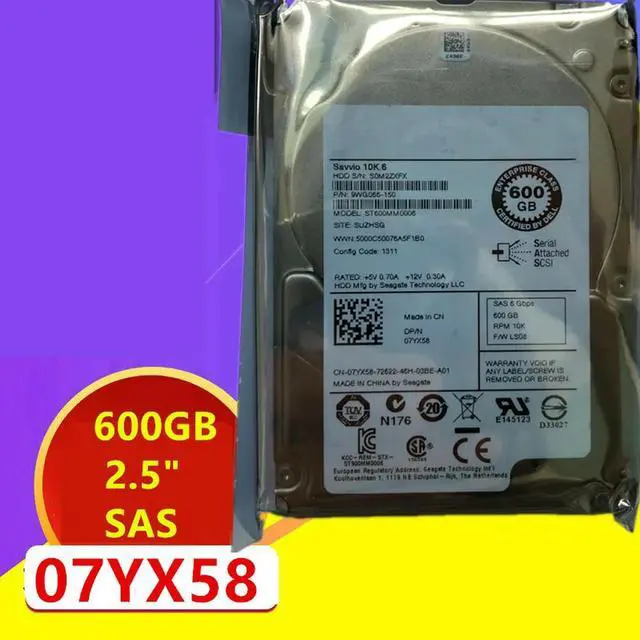 Main image of OwnShoe HDD For 600GB 2.5" SAS 6 Gb/S 64MB 10000RPM For Internal HDD For Server HDD For 7YX58 07YX58 ST600MM0006