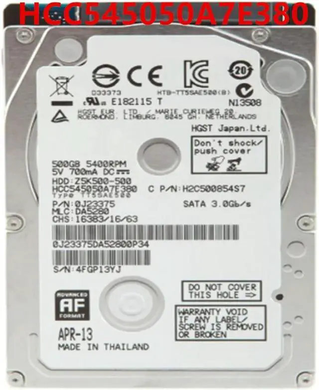 Main image of OwnShoe HDD For Hgst 500GB 2.5" SATA 3 Gb/s 8MB 5400RPM 7MM For Internal Hard Disk For Surveillance HDD For HCC545050A7E380