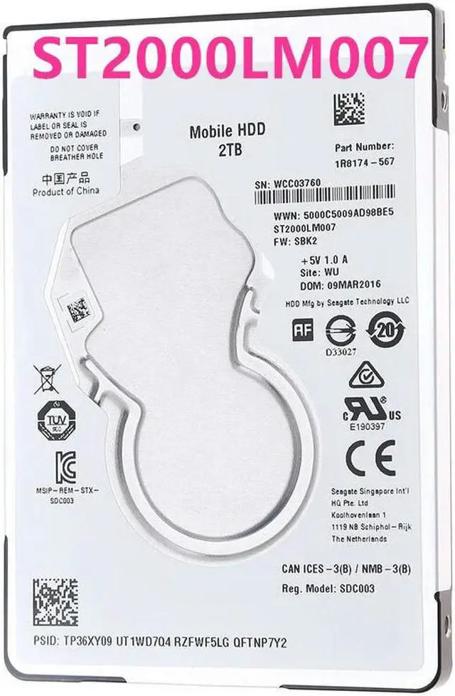 Main image of OwnShoe HDD For 2TB 2.5" SATA 6 Gb/s 128MB 5400RPM 7MM For Internal Hard Disk For Notebook HDD For ST2000LM007