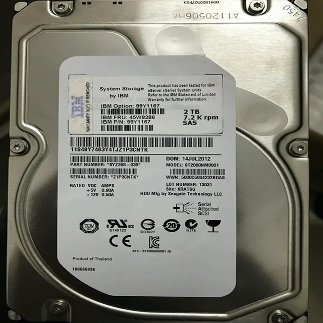 Alt view image 2 of 2 - OwnShoe Almost HDD For 2TB 3.5" SAS 6 Gb/s 64MB 7200RPM For Internal HDD For Server HDD For 99Y1167 45W8286