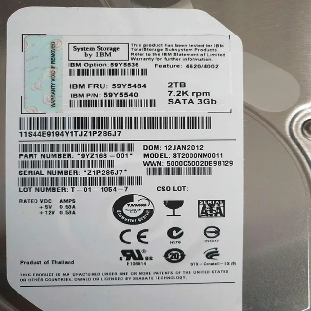 Alt view image 2 of 2 - OwnShoe HDD For DS4700 5020 2TB 3.5" SATA-FC 64MB 7200RPM For Internal HDD For Server HDD For 59Y5536 59Y5484 59Y5540