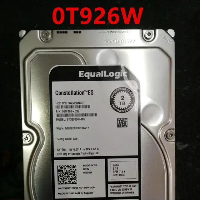 Main image of OwnShoe Almost HDD For 2TB 3.5" SAS 64MB 7200RPM For Internal HDD For Server HDD For ST32000644NS 0T926W T926W