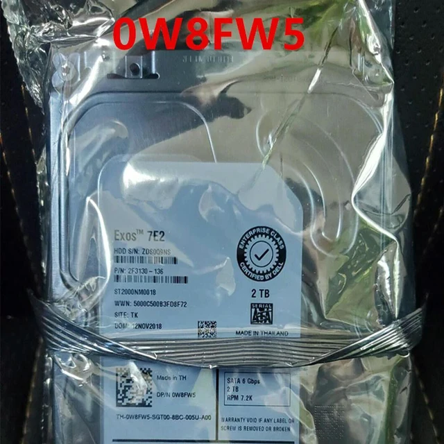Main image of OwnShoe HDD For 2TB 3.5" SATA 128MB 7200RPM For Internal HDD For Enterprise Class HDD For W8FW5 0W8FW5 ST2000NM0018