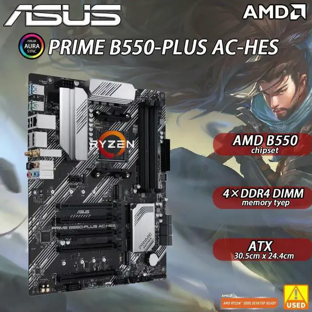 Main image of B550 Motherboard PRIME B550-PLUS AC-HES Supports Ryzen 5 5600G 5600/Ryzen 7 5700x3d 5800x3d 5700x 5800x 3800x/Ryzen 9 5900x