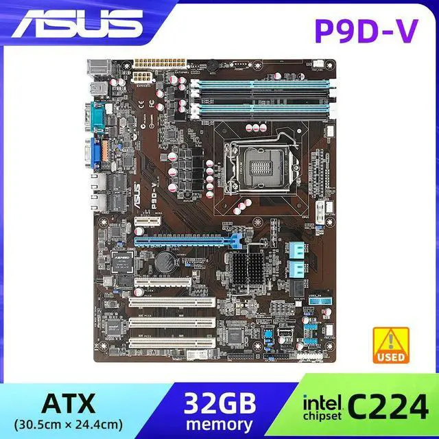 Main image of LGA 1150 Motherboard P9D-V Motherboard DDR3 Support Xeon E3 Core i3 Cpus C224 32G PCI-E X16 1150 VGA USB3.0 SATA3 ATX