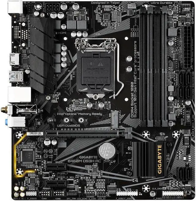 Alt view image 2 of 4 - Motherboard B460M DS3H AC With LGA 1200 Socket for 10th 11th Gen Core i3 i5 i7 Processors Supports 4 DDR4 Slots