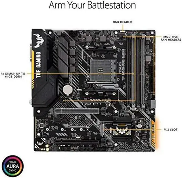 Alt view image 6 of 7 - Socket AM4 TUF B450M-PLUS GAMING Motherboard Ryzen DDR4 128GB PCI-E 3.0 M.2 SSD DVI M.2 SSD