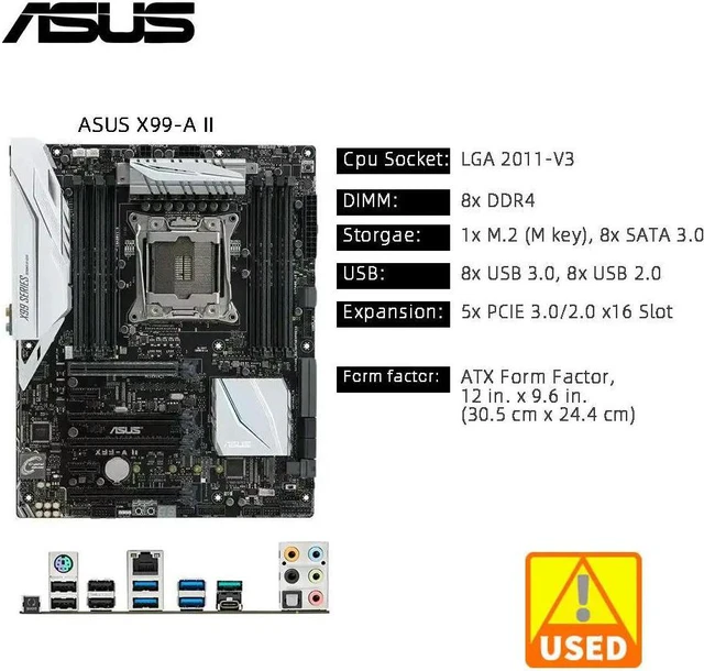 Alt view image 2 of 4 - X99-A II Mainboard X99 Supports for Xeon E5-1620-v3 E5-1630-v3 E5-1650-v3 E5-1660-V3 E5-2620-V3 E5-2630-V3 8x DDR4