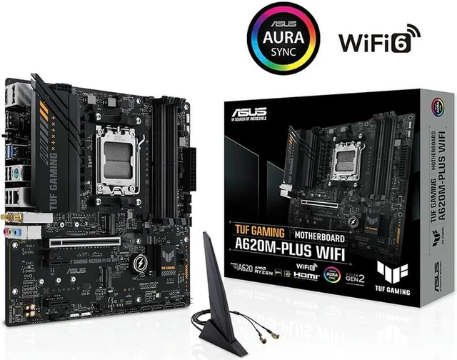 Main image of TUF Gaming A620M-PLUS WiFi AM5 Ryzen 7000 microATX Gaming Motherboard DDR5,PCIe 4.0 Wi-Fi6 2xDisplayPort HDMI 1 Type-C