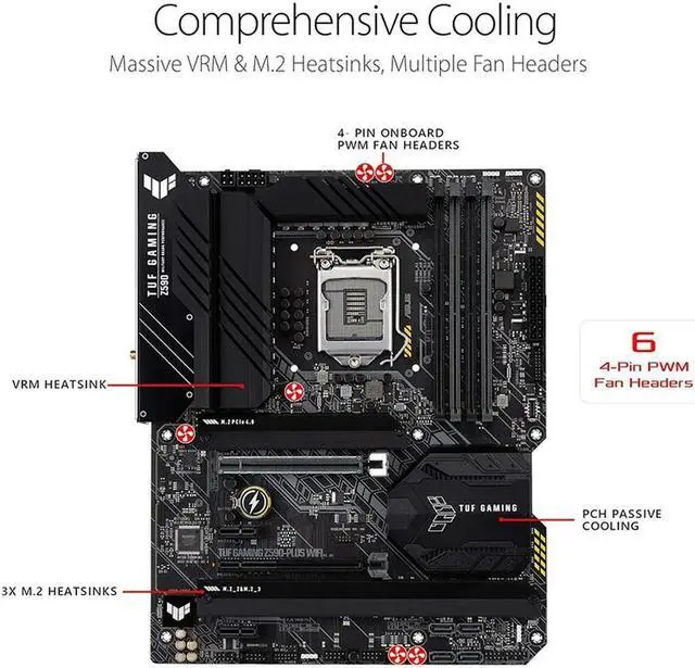 Alt view image 4 of 4 - TUF Gaming Z590-Plus WiFi 6 LGA 1200 (11th/10th Gen) ATX Gaming Motherboard PCIe 4.0, 3xM.2/NVMe SSD,2.5Gb LAN,RGB