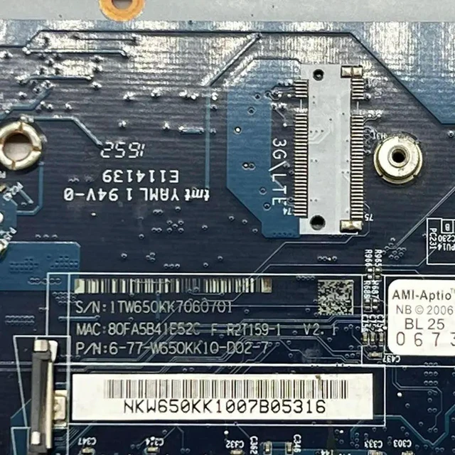 Alt view image 2 of 4 - 6-77-W65K0-D02 For HASEE K670D Motherboard 100% Tested Fully Work