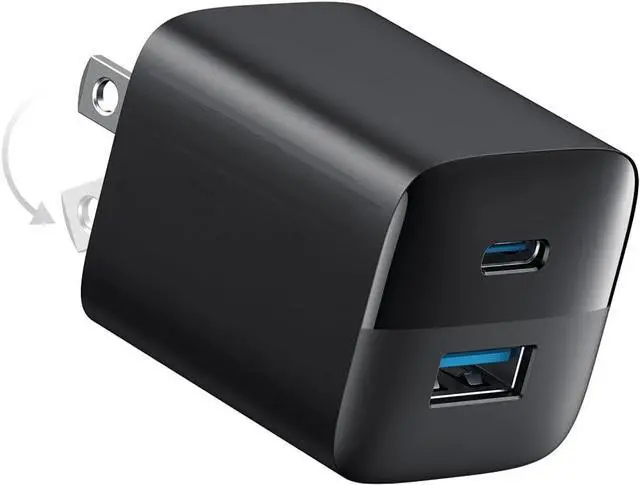 Main image of Jaspertronics USB C 33W Charger, 2 Port Compact Charger with Foldable Plug for iPhone 15/15 Plus/15 Pro/15 Pro Max/14/13, Pixel, Galaxy, iPad/iPad Mini and More!