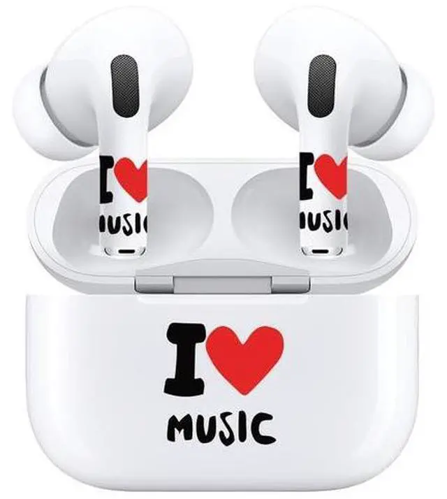 Alt view image 3 of 7 - AirSkins - Decals for AirPods 4, I Love Music Design, Scratch-Resistant, Precision Fit, Wireless Charging Friendly, Easy Application, Durable Protection for Earbuds & Case