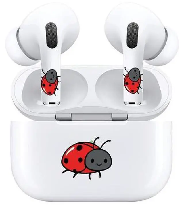 Alt view image 3 of 7 - AirSkins - Decals for AirPods 4, Lady Bug Design, Scratch-Resistant, Precision Fit, Wireless Charging Friendly, Easy Application, Durable Protection for Earbuds & Case