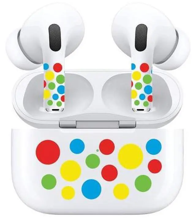 Alt view image 3 of 7 - AirSkins - Decals for AirPods 4, Polka Dot Design, Scratch-Resistant, Precision Fit, Wireless Charging Friendly, Easy Application, Durable Protection for Earbuds & Case