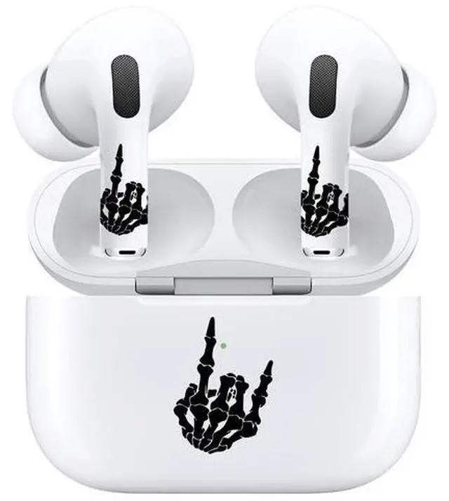 Alt view image 3 of 7 - AirSkins - Decals for AirPods 3, Rock On Skeleton Hand Design, Scratch-Resistant, Precision Fit, Wireless Charging Friendly, Easy Application, Durable Protection for Earbuds & Case