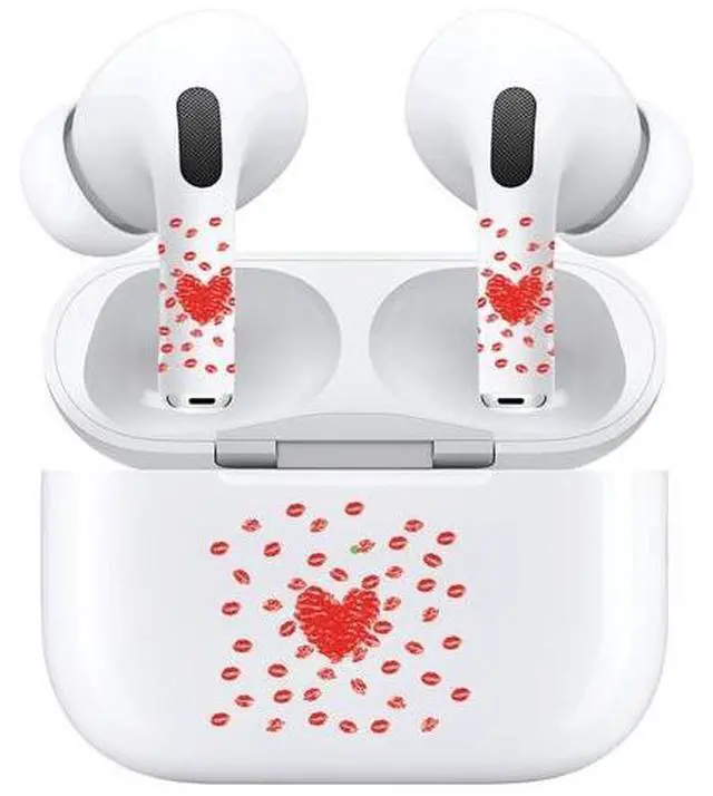 Alt view image 3 of 7 - AirSkins - Decals for AirPods 3, Red Hearts Design, Scratch-Resistant, Precision Fit, Wireless Charging Friendly, Easy Application, Durable Protection for Earbuds & Case