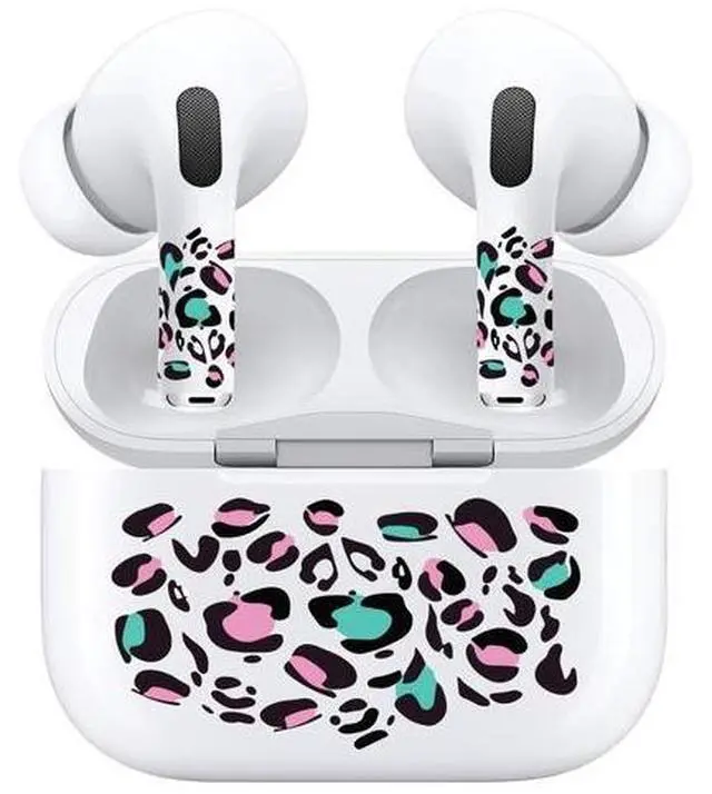 Alt view image 3 of 3 - AirSkins - Decals for AirPods 3, Colorful Leopard Print Design, Scratch-Resistant, Precision Fit, Wireless Charging Friendly, Easy Application, Durable Protection for Earbuds & Case