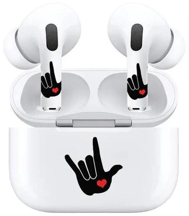Alt view image 3 of 7 - AirSkins - Decals for AirPods 4, Love Symbol Design, Scratch-Resistant, Precision Fit, Wireless Charging Friendly, Easy Application, Durable Protection for Earbuds & Case