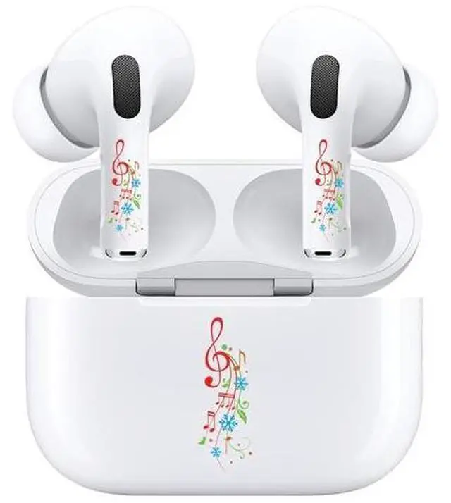 Alt view image 3 of 7 - AirSkins - Decals for AirPods Pro & Pro 2, Muscial Notes Design, Scratch-Resistant, Precision Fit, Wireless Charging Friendly, Easy Application, Durable Protection for Earbuds & Case