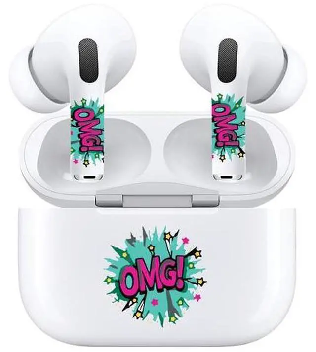 Alt view image 3 of 7 - AirSkins - Decals for AirPods Pro & Pro 2, OMG Design, Scratch-Resistant, Precision Fit, Wireless Charging Friendly, Easy Application, Durable Protection for Earbuds & Case