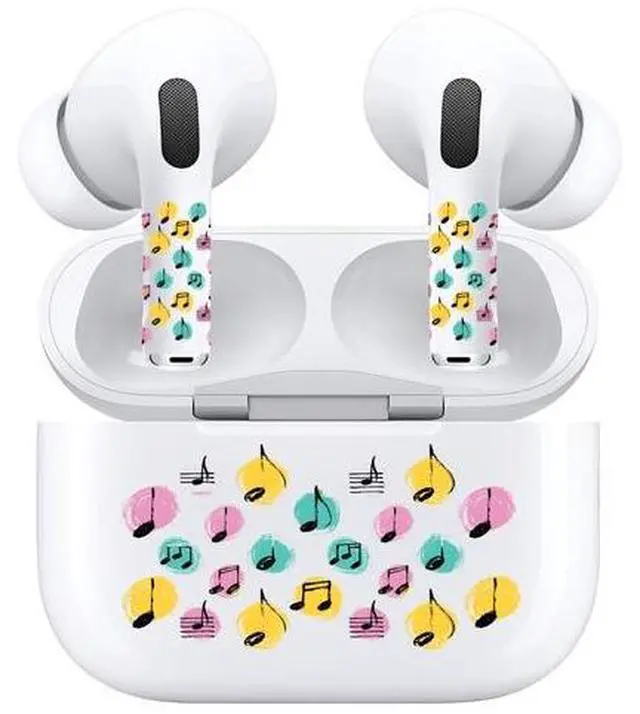 Alt view image 3 of 7 - AirSkins - Decals for AirPods 4, Colorful Tunes Design, Scratch-Resistant, Precision Fit, Wireless Charging Friendly, Easy Application, Durable Protection for Earbuds & Case