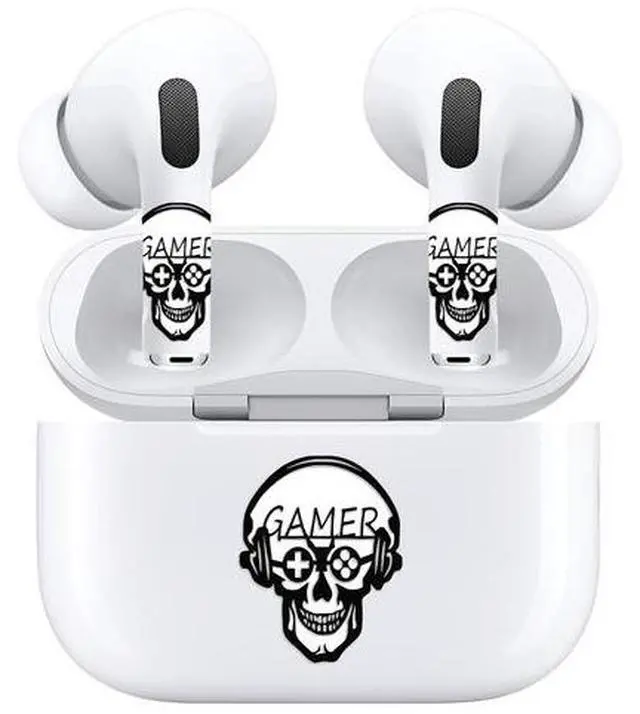 Alt view image 3 of 7 - AirSkins - Decals for AirPods Pro & Pro 2, Skeleton Gamer Design Scratch-Resistant Precision Fit Wireless Charging Friendly Easy Application Durable Protection for Earbuds & Case