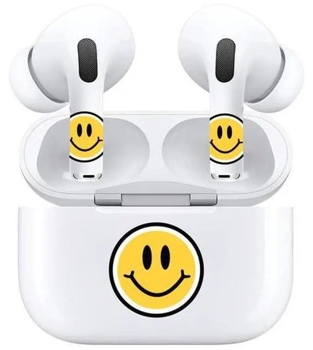 Alt view image 3 of 7 - AirSkins - Decals for AirPods 4, Smiley Face Design, Scratch-Resistant, Precision Fit, Wireless Charging Friendly, Easy Application, Durable Protection for Earbuds & Case