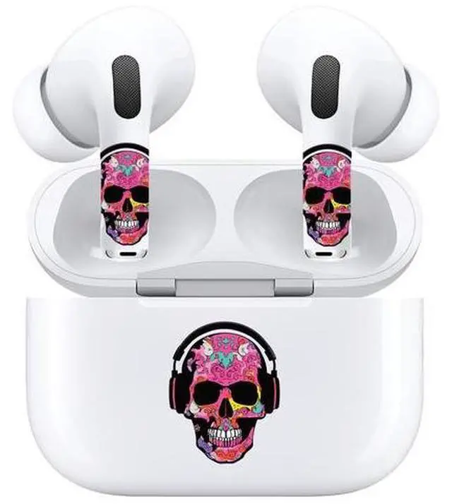 Alt view image 3 of 3 - AirSkins - Decals for AirPods 3, Pink Rocker Skull Design, Scratch-Resistant, Precision Fit, Wireless Charging Friendly, Easy Application, Durable Protection for Earbuds & Case