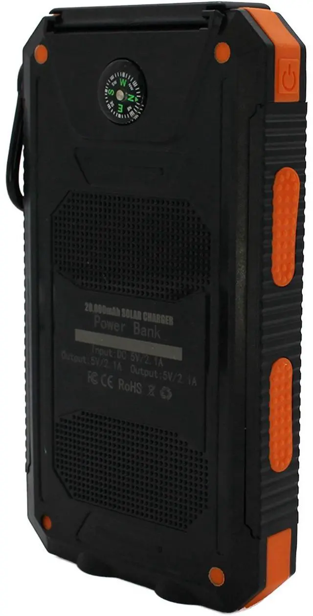 Alt view image 2 of 7 - Jaspertronics Portable Solar Panel Power Bank 5V 2.0A with Built-in Compass Durable, Lightweight, WeaTher-Resistant Charger for Camping, Hiking, Travel, and Emergency Use