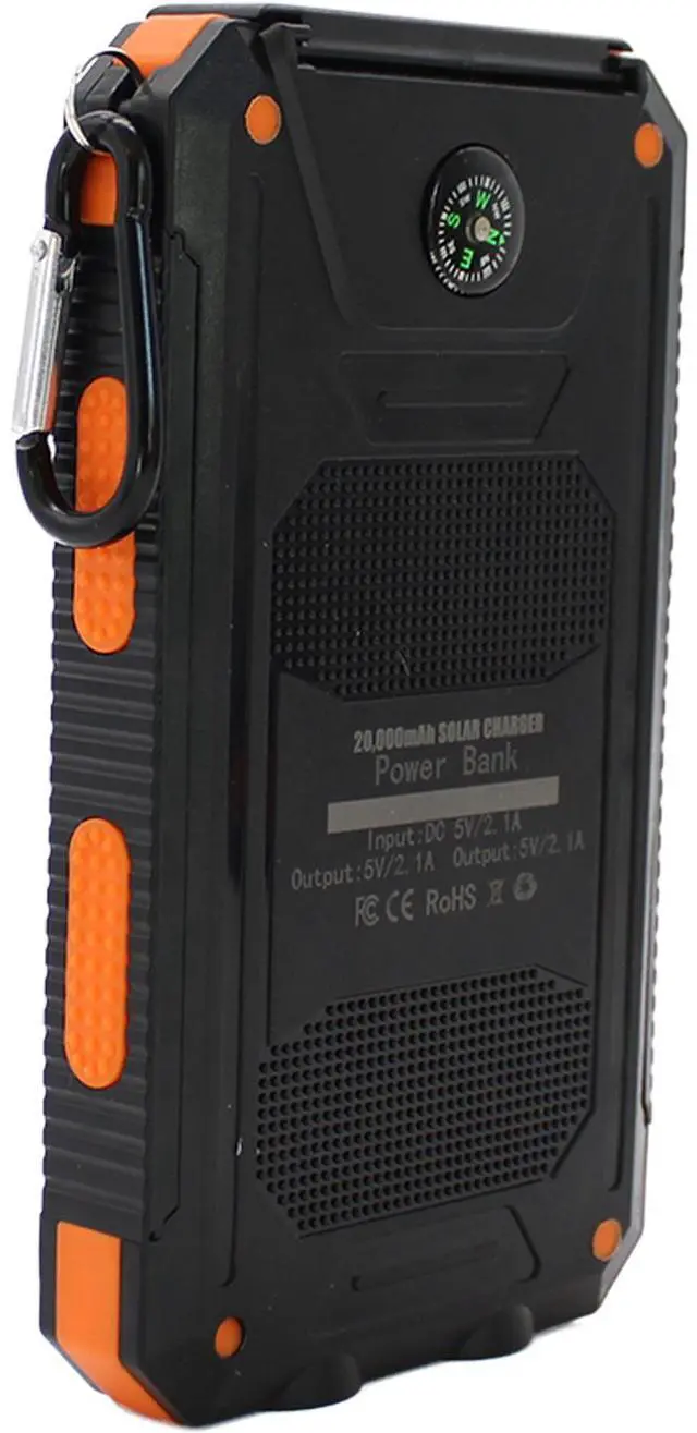 Alt view image 3 of 7 - Jaspertronics Portable Solar Panel Power Bank 5V 2.0A with Built-in Compass Durable, Lightweight, WeaTher-Resistant Charger for Camping, Hiking, Travel, and Emergency Use