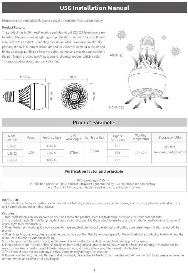 Alt view image 7 of 7 - Jaspertronics 12W 254nm Germicidal U56 Purification Bulb with Industrial Fan & UV-C Air Cleaning