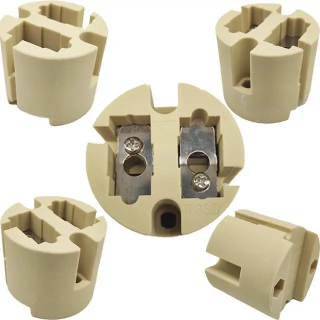 Main image of Jaspertronics G22 Lamp Holder Socket HighTemp Ceramic Steatite Base 3000W 1000V 20A Nickel-Plated Copper Contacts UL Recog CE Certified for Halogen & Metal Halide Fixtures - 5 Pack