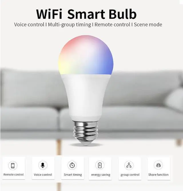 Alt view image 5 of 7 - Jaspertronics Smart Color Changing LED Light Bulb 800LM 9W Works with Alexa, Google Assist, & Smart Life App - A19, E26 - No Hub Required! 2.4 GHz, Wifi, Bluetooth