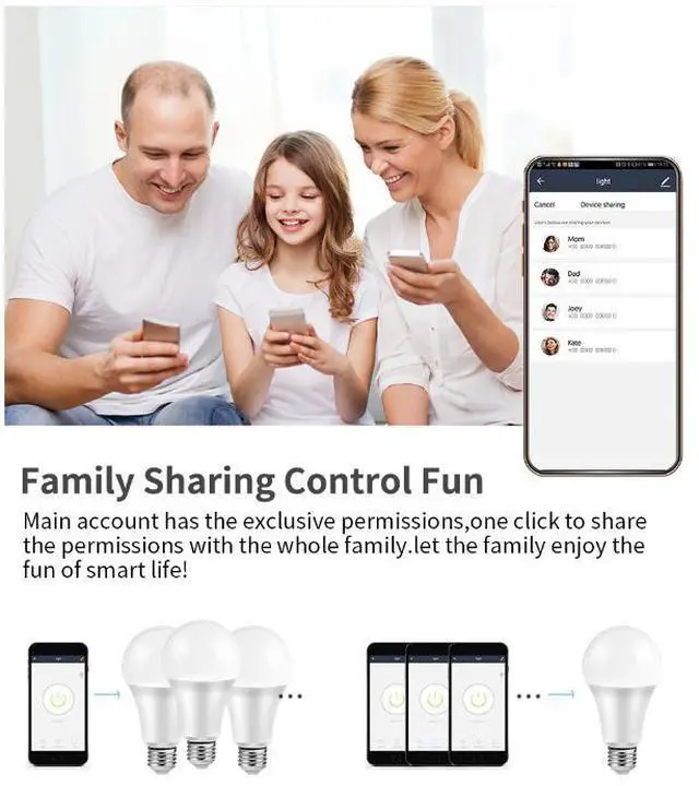 Alt view image 7 of 7 - Jaspertronics Smart Color Changing LED Light Bulb 800LM 9W Works with Alexa, Google Assist, & Smart Life App - A19, E26 - No Hub Required! 2.4 GHz, Wifi, Bluetooth