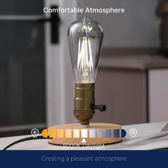Alt view image 7 of 7 - Jaspertronics ST19 LED Edison Bulbs - 5000K White Light, Dimmable Smoky Grey Glass 4W (40W Eqv) CRI82+ 300LM E26 Base Energy-Efficient For Pendant Fixtures & Indoor Use - 4 Pack