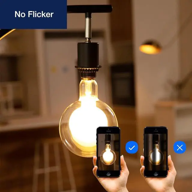 Alt view image 4 of 7 - Jaspertronics G125 Decorative Dimmable Globe LED Edison Bulbs 2700K Soft White 7W (40W Eqv) 400LM Frosted Glass E26 Base CRI90 Energy-Efficient Lighting for Pendant Lights - 1 Pack