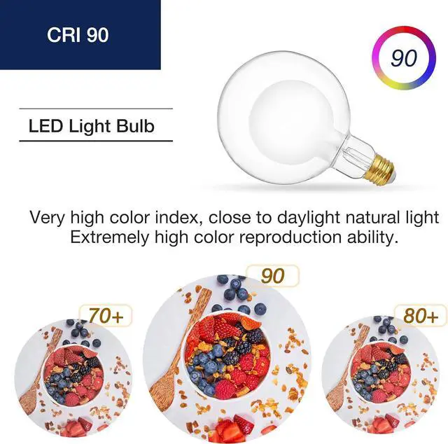 Alt view image 3 of 7 - Jaspertronics G125 Decorative Dimmable Globe LED Edison Bulbs 2700K Soft White 7W (40W Eqv) 400LM Frosted Glass E26 Base CRI90 Energy-Efficient Lighting for Pendant Lights - 1 Pack