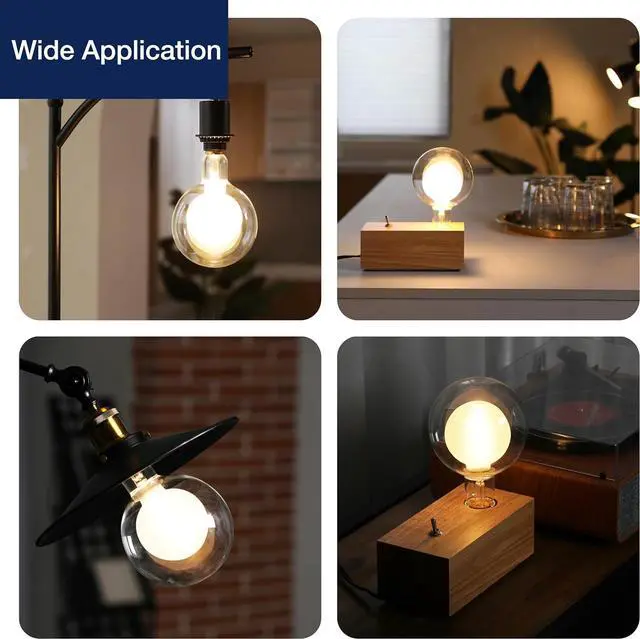 Alt view image 6 of 7 - Jaspertronics G125 Decorative Dimmable Globe LED Edison Bulbs 2700K Soft White 7W (40W Eqv) 400LM Frosted Glass E26 Base CRI90 Energy-Efficient Lighting for Pendant Lights - 1 Pack