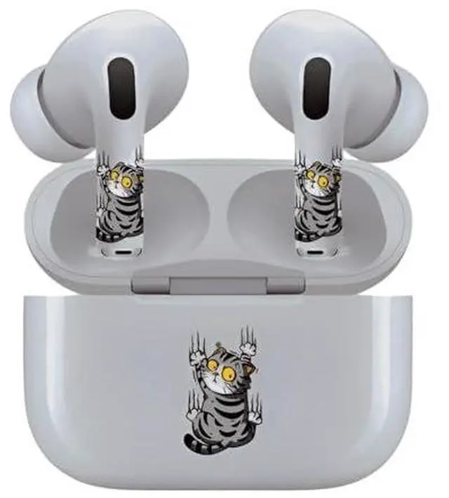 Alt view image 6 of 7 - AirSkins - Decals for AirPods 4, Cat Claws Design, Scratch-Resistant, Precision Fit, Wireless Charging Friendly, Easy Application, Durable Protection for Earbuds & Case