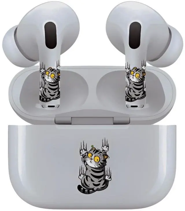 Alt view image 7 of 7 - AirSkins - Decals for AirPods 4, Cat Claws Design, Scratch-Resistant, Precision Fit, Wireless Charging Friendly, Easy Application, Durable Protection for Earbuds & Case