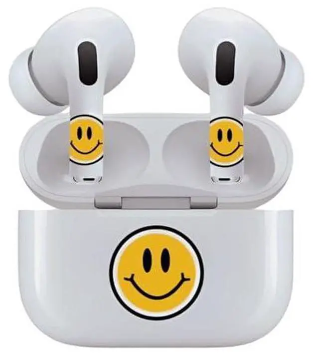 Alt view image 6 of 7 - AirSkins - Decals for AirPods 4, Smiley Face Design, Scratch-Resistant, Precision Fit, Wireless Charging Friendly, Easy Application, Durable Protection for Earbuds & Case