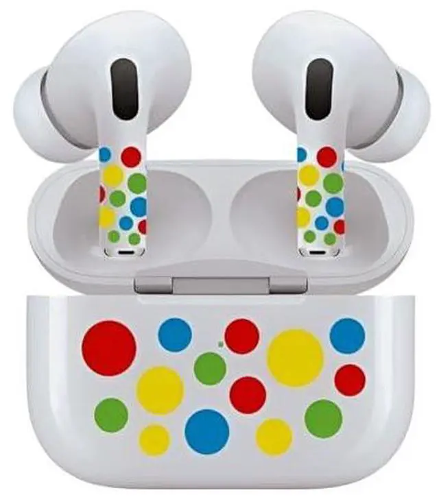 Alt view image 6 of 7 - AirSkins - Decals for AirPods 4, Polka Dot Design, Scratch-Resistant, Precision Fit, Wireless Charging Friendly, Easy Application, Durable Protection for Earbuds & Case