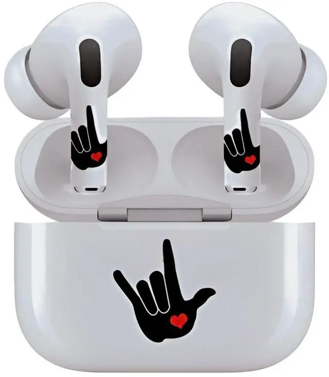 Alt view image 7 of 7 - AirSkins - Decals for AirPods 4, Love Symbol Design, Scratch-Resistant, Precision Fit, Wireless Charging Friendly, Easy Application, Durable Protection for Earbuds & Case