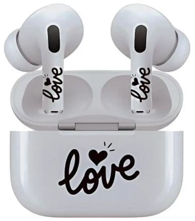 Alt view image 6 of 7 - AirSkins - Decals for AirPods 4, Love In Cursive Design, Scratch-Resistant, Precision Fit, Wireless Charging Friendly, Easy Application, Durable Protection for Earbuds & Case