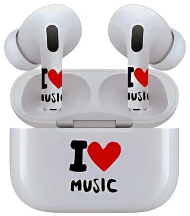 Alt view image 6 of 7 - AirSkins - Decals for AirPods 4, I Love Music Design, Scratch-Resistant, Precision Fit, Wireless Charging Friendly, Easy Application, Durable Protection for Earbuds & Case