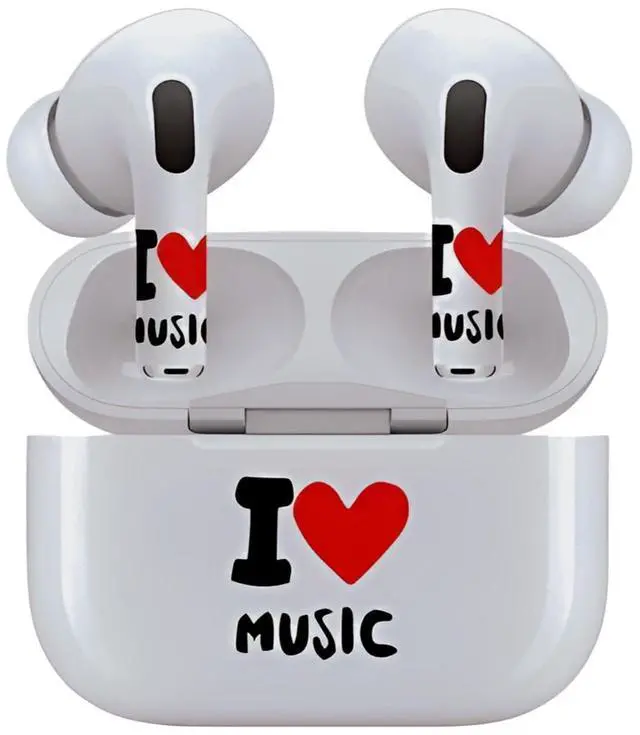 Alt view image 7 of 7 - AirSkins - Decals for AirPods 4, I Love Music Design, Scratch-Resistant, Precision Fit, Wireless Charging Friendly, Easy Application, Durable Protection for Earbuds & Case