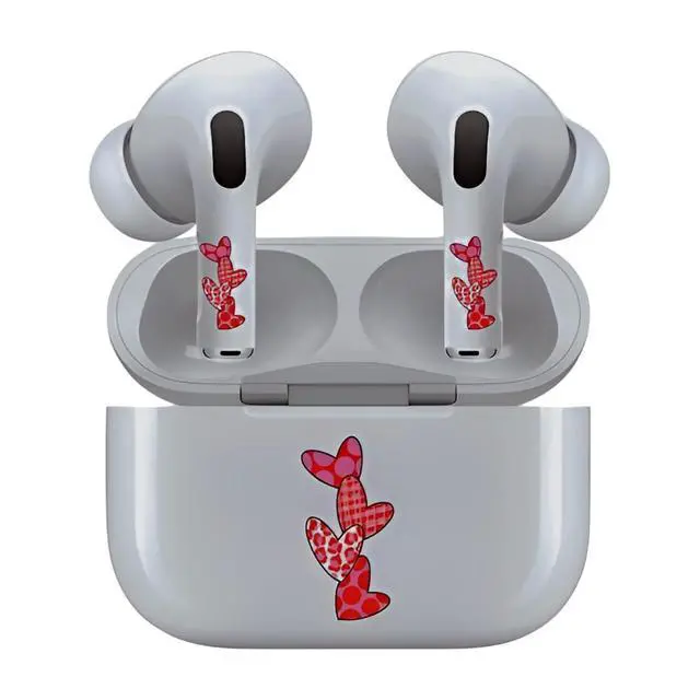 Alt view image 7 of 7 - AirSkins - Decals for AirPods 4, Hearts Design, Scratch-Resistant, Precision Fit, Wireless Charging Friendly, Easy Application, Durable Protection for Earbuds & Case